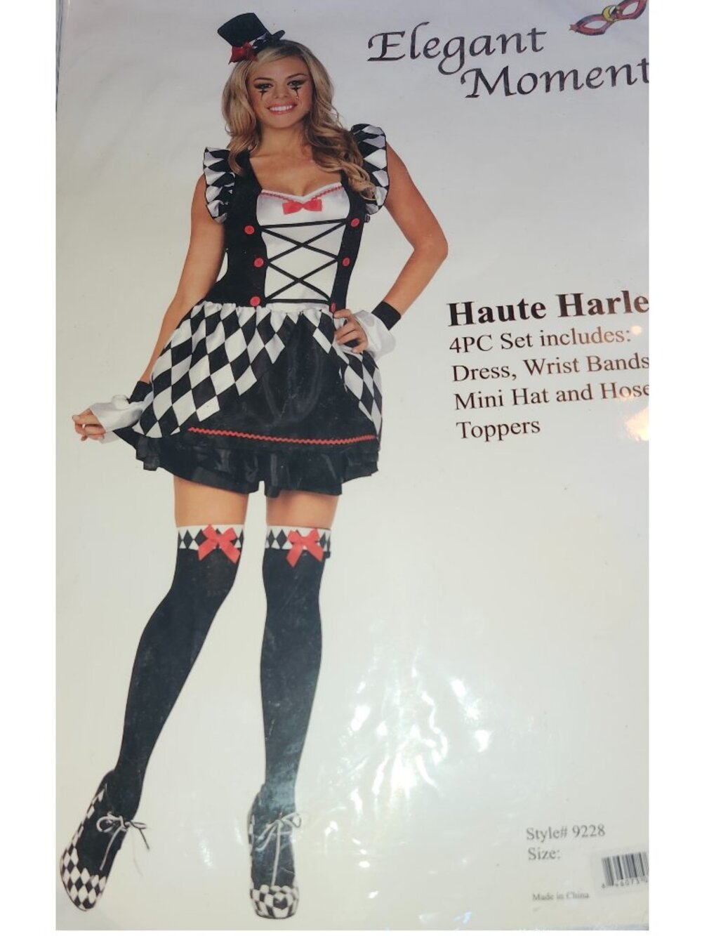 NEW EM9228 Bold 4 Piece Haute Harlequin Women's Circus, Cosplay Costume
